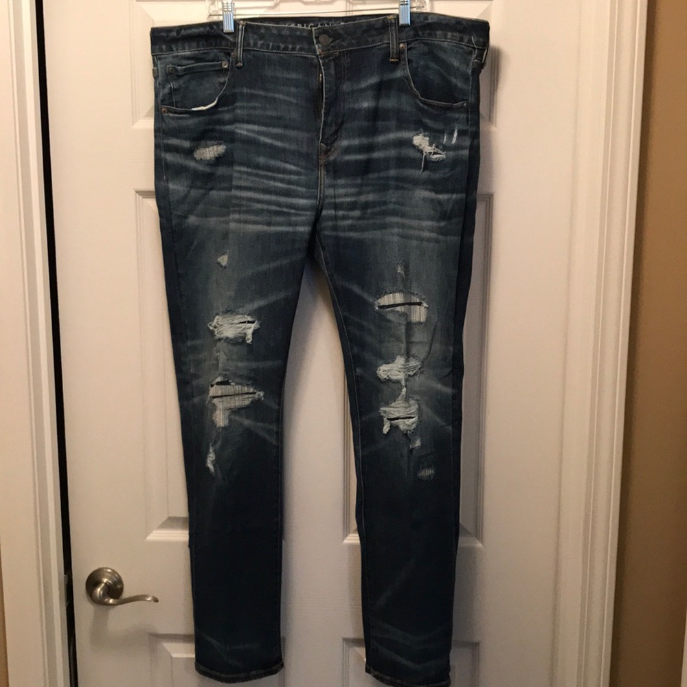 American Eagle Men’s Distressed Skinny Jeans - Worn Once - Smoke & Pet Free